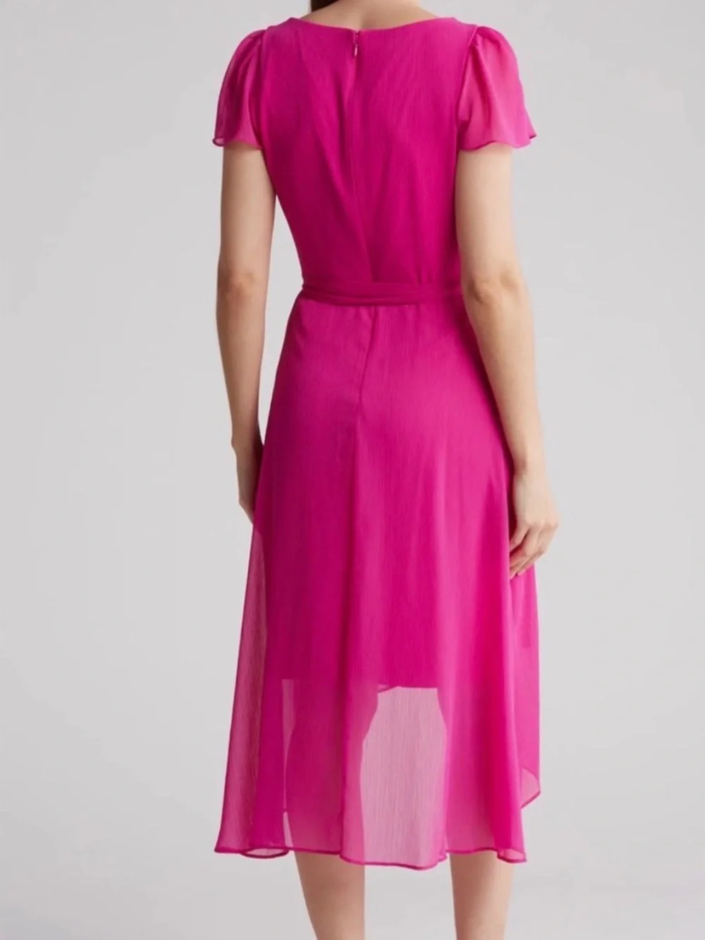 DKNY Magenta High-Low Wrap Dress
